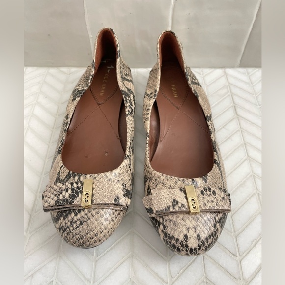 Cole Haan Tali Bow Ballet Flat Snakeskin Embossed Leather Size 6 - Picture 10 of 10